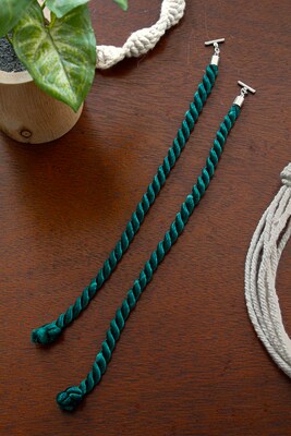 Decorative Hoodie Strings, Charms | Thick Emerald Braided Twist Rope - image2